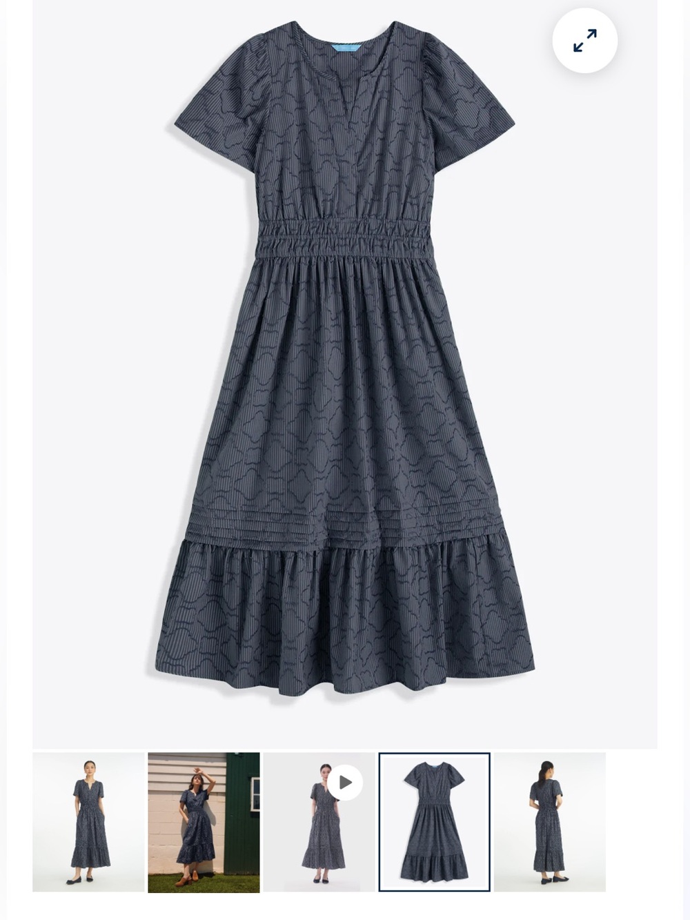 Draper James Hollie Midi Dress in Navy Textured Stripe Size M